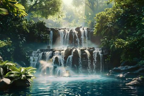 Premium Photo | Tranquil waterfalls hidden in lush forests