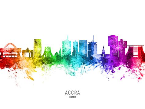 Accra Ghana Skyline #63 Digital Art by Michael Tompsett