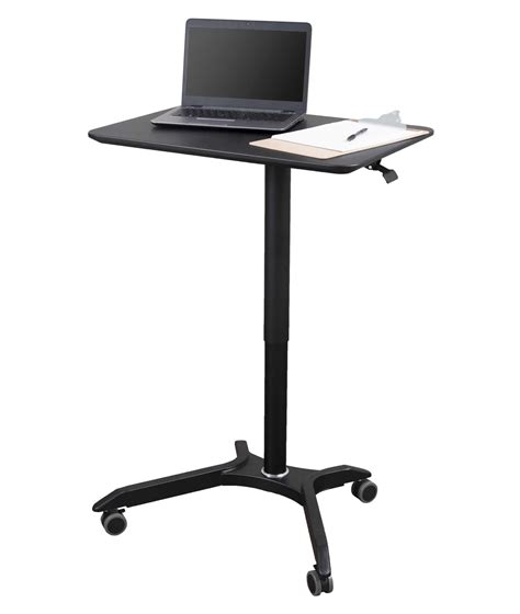 Stand Up Desk Store Pneumatic Adjustable Height Rolling Mobile Laptop Standing Desk Cart (Black ...