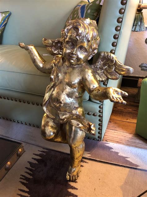 Glistening Pair of Decorative Gilded Rococo Cherub Sculptures at 1stDibs