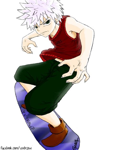 Killua killer-mode on skateboard ! by greysinsiter on DeviantArt