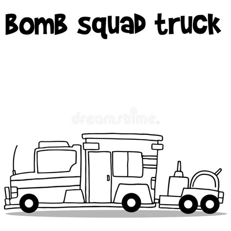 Hand Draw of Bomb Squad Truck Stock Vector - Illustration of automobile ...