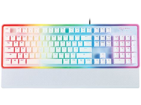 ROSEWILL Gaming White Keyboard, RGB LED Backlit Wired Membrane Mechanical Feel Keyboard with ...