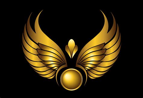 Golden wings logo on black background 5433858 Vector Art at Vecteezy