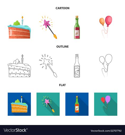 Design of party and birthday sign set Royalty Free Vector