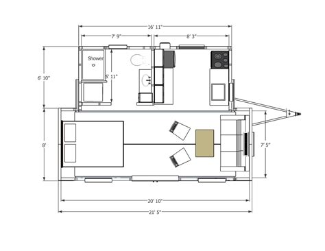 One Story Tiny House Floorplans | Central Coast Tiny Homes