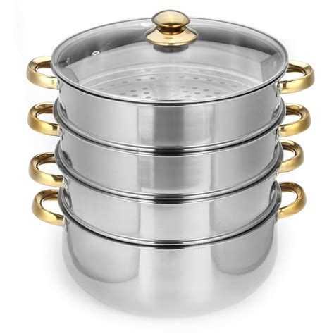 2/3/4/5 Tiers Stainless Steel Steamer Pot Food Veg Cooker Pot Cooking ...