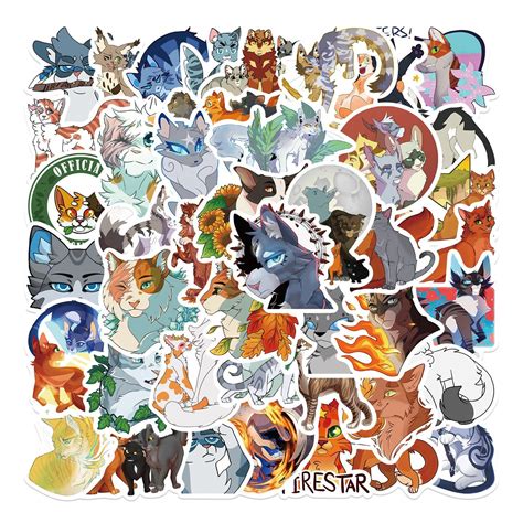 Buy Warriors Cats Stickers 52PCS Kawaii Funny Cats Toy Stickers for Book Graffiti Waterproof ...