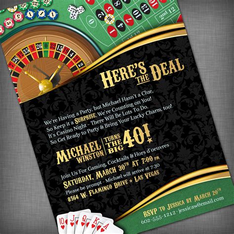 Casino Theme Invitation for Birthday Party Casino/game Night | Etsy | Casino party invitations ...