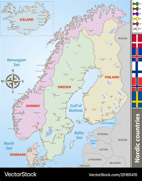 Map nordic countries Royalty Free Vector Image