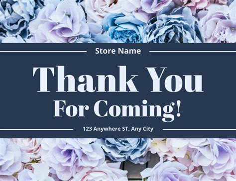 Thank You Message with Blue Flowers Online Card Template - VistaCreate