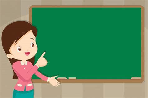 Premium Vector | Teacher in front of chalkboard with copy space for your text | Teacher cartoon ...