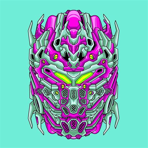 War mecha robot head illustration 11892046 Vector Art at Vecteezy