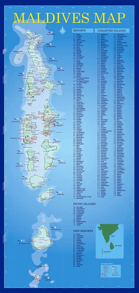 Resorts map of Maldives | Maldives | Asia | Mapsland | Maps of the World