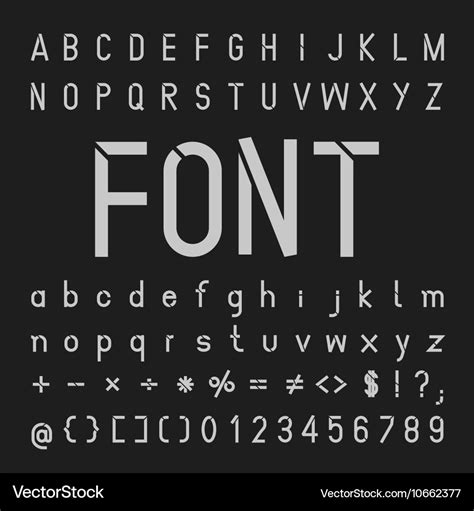 Tech font typeface and numbers Royalty Free Vector Image