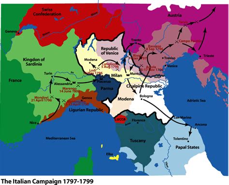 This map shows all the places the French army traveled during the ...