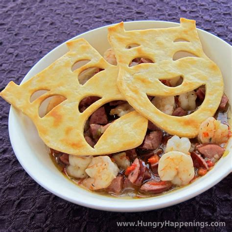 Mardi Gras Gumbo Topped with Crowns and Masks