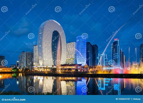 Batumi Skyline Cityscape with Fountain Lake, Skyscrapers in Batumi, Georgia Editorial ...