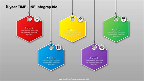 Download PowerPoint 5 Year Hanging Shapes Timeline Infographic #6 - PowerUP with POWERPOINT