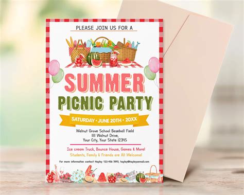 Customizable Summer Picnic Party Invitation Template | Summer Event ...