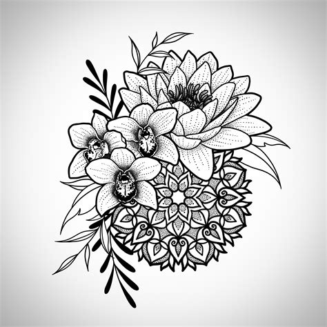 Floral Mandala Tattoo Design, Me, Digital Art, 2021 : r/Art