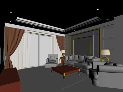 Living Room 3D MAX Model for 3D Studio Max • Designs CAD