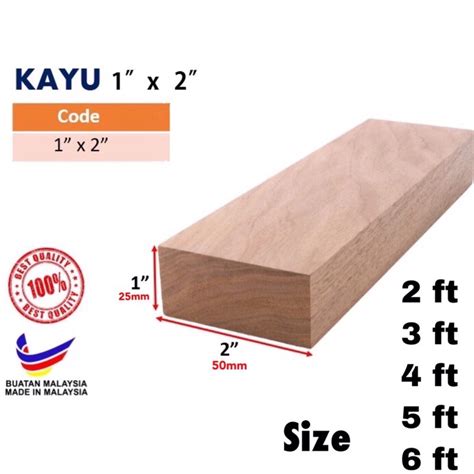 1"x2" RAW WOOD 25mmx50mm Kayu Perabot / Batang Kayu Meranti / Furniture Wood / Kayu Kok Zai ...