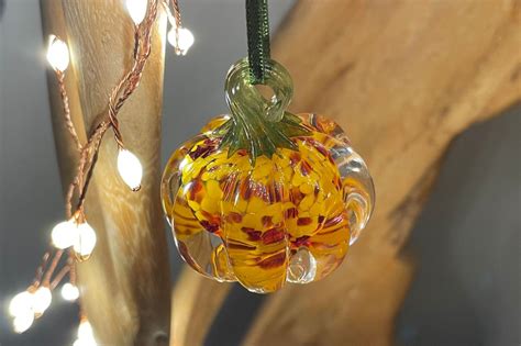 Art Glass Hanging Pumpkin - Small | Halloween | Sculptglass - art glass figures