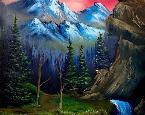 16x20 Majestic Sunset Waterfall Original Oil Painting - Etsy