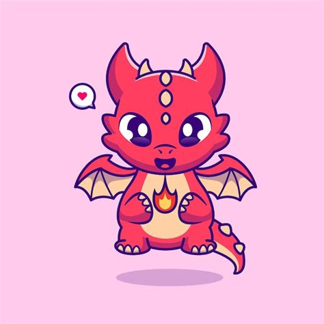 Free Vector | Cute Baby Dragon With Fire Cartoon Vector Icon Illustration Animal Nature Icon ...