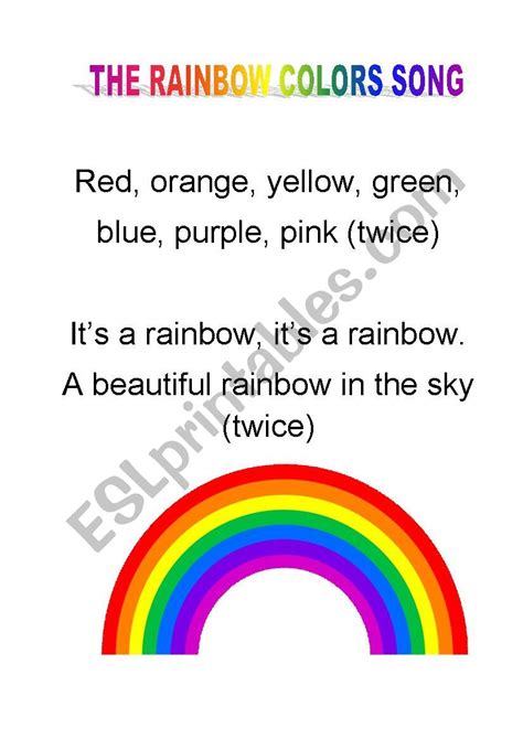 Rainbow Song - ESL worksheet by cristinacampillo