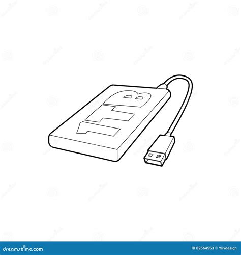 External Hard Drive 1tb Icon, Outline Style Stock Vector - Illustration of object, adapter: 82564553