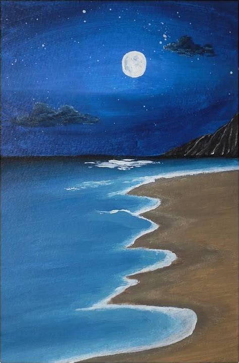 Moonlight At The Beach Painting by Silvia Louro