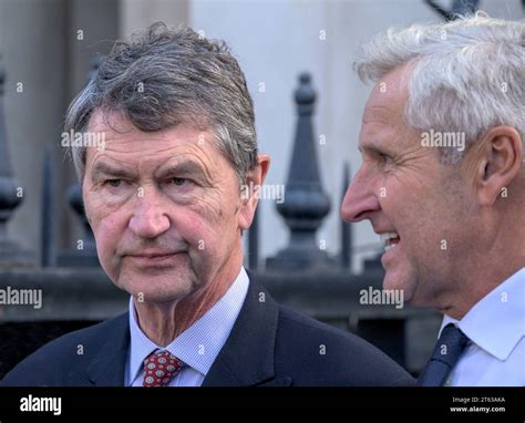 Vice Admiral Tim Lawrence (husband of Princess Anne, Princess Royal) with Mark Austin (Sky News ...