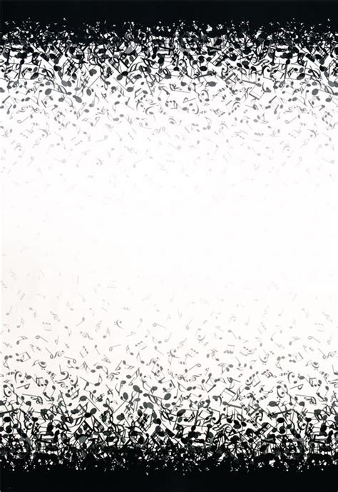 Black white double border music notes cotton fabric Michael Miller - modeS4u