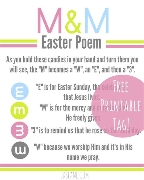 M&M Easter Poem Printable