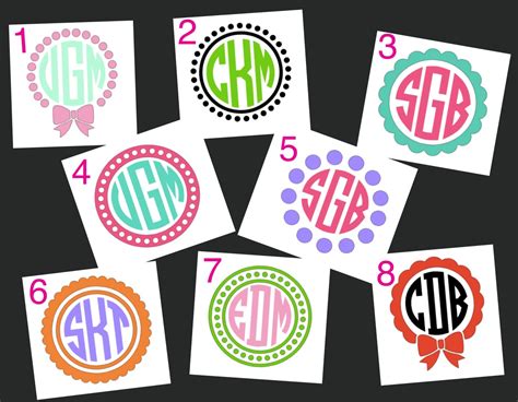 Circle Monogram Border Sticker Monogram Decal Car by OopsieDaysi