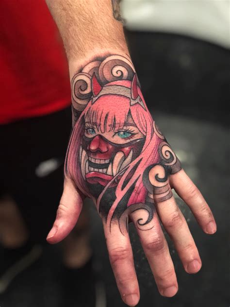 Just wanted to share my Zero Two Oni Mask tattoo!! My new favorite piece! :) : DarlingInTheFranxx