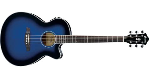 Ibanez AEG10II Cutaway Acoustic Electric Guitar, Transparent Blue Sunburst - 606559807208