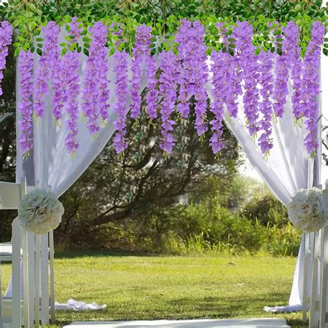 Hanging Flowers Fake Flower Garland Artificial Wisteria Vines Rattan ...