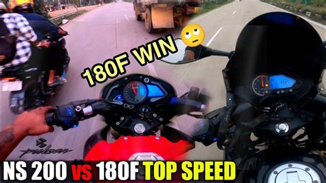 Pulsar 180f Top speed Vs Pulsar Ns 200 Top speed test. Shocking top speed - YouTube