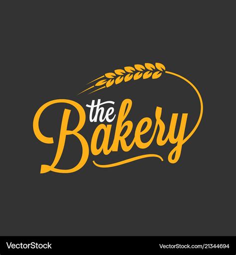 Bakery vintage lettering logo with wheat on black Vector Image