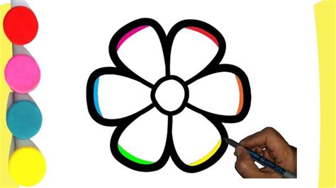 Flowers with rainbow drawing painting coloring | How to draw flower for ...