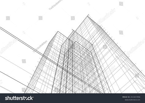 Abstract Architecture Linear Drawing Vector Illustration Stock Vector (Royalty Free) 2113217456 ...