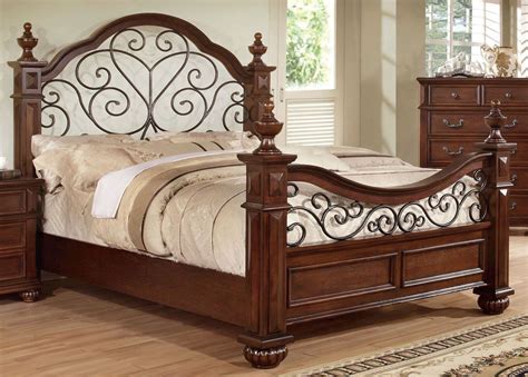 Landaluce Antique Dark Oak Queen Poster Bed from Furniture of America (CM7811Q-BED) | Coleman ...