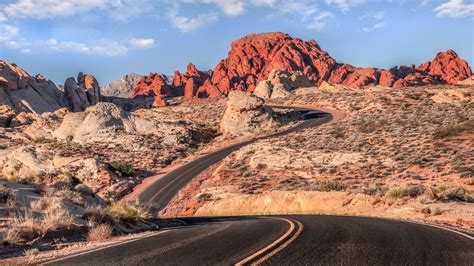 road, Mountain, Desert, Clouds, Warm Colors, Landscape, Nevada, Valley Of Fire State Park, USA ...