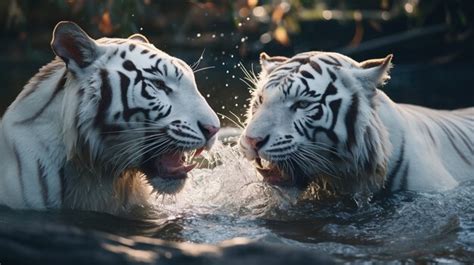 Free AI Image | View of wild white tigers in nature