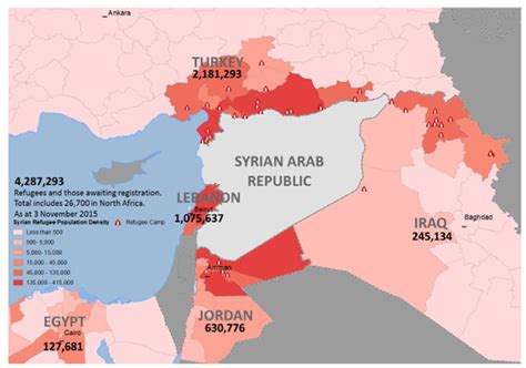 Map of Syrian refugee density and camp placements in border hosting... | Download Scientific Diagram