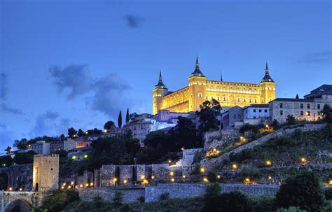 spain, Fortress, Sky, Hdr, Night, Street, Lights, Alcazar, Toledo ...