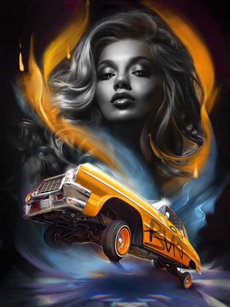 ArtStation - Lowrider girl chevy art